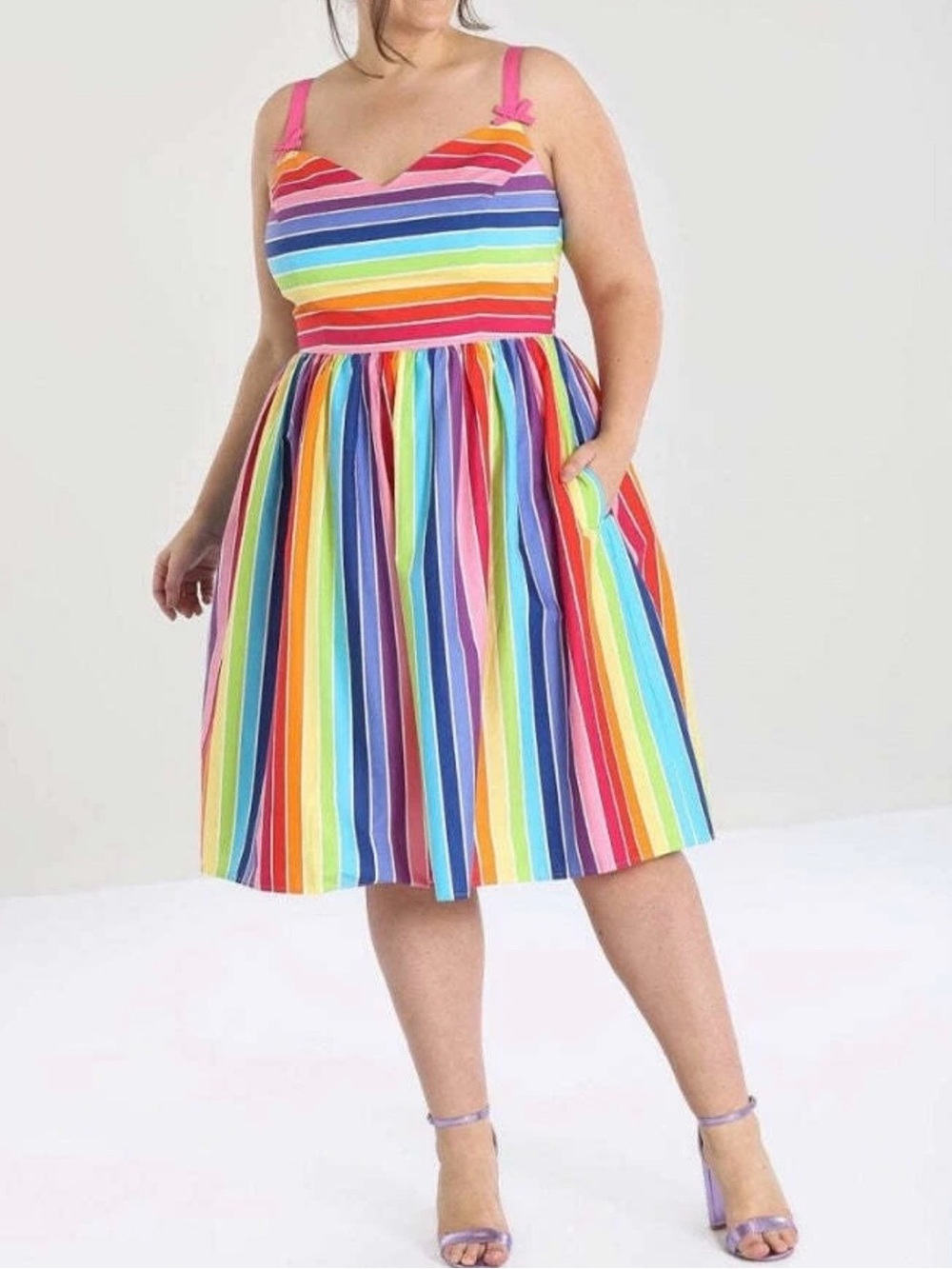 Hell Bunny Over The Rainbow Stripe 50's style Dress Wmns 4XL - Picture 5 of 12
